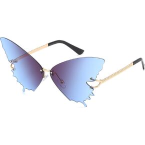 YAMEIZE Fashion Butterfly Rimless Sunglasses for Women Vintage Metal Frame Eyewear UV Protection in Kuwait