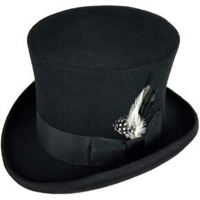 Differenttouch 100% Wool Felt Top Hats Victorian Style Mad Hatter 6" Tall Gentlemen Magic Hats in Kuwait