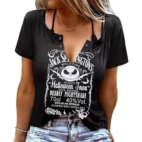 Halloween T Shirt Women Pumpkin King Shirts Halloween Characters Shirt Nightmare Before Christmas T-Shirt
