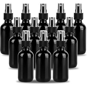 2oz Glass Spray Bottle, Fine Mist Boston Glass Bottles with Black Fine Mist Sprayer Small Clear Bottles for Essential Oils, Bath, Beauty, Hair & Cleaning, Amber, Pack of 24 in Kuwait
