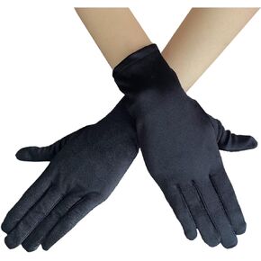 SYAYA Women Short Opera Satin Glove, Wrist Length Wedding Bridal Glove For Evening Dance & 90s Themed Tea Party WG-S-G1