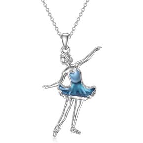 Plesitep Ballerina Necklace 925 Sterling Silver Dancer Jewelry Gift for Women Girls Christmas