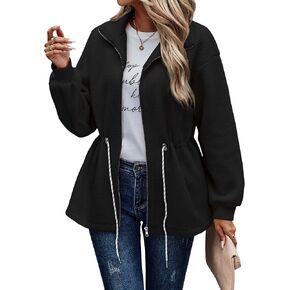 سترة صوف شيربا للسيدات من AOVDE - معطف كاجوال لخريف وشتاء 2023 بأكمام طويلة وسحاب كامل ودافئ للارتداء الخارجي in Kuwait