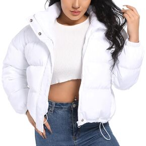 Hujoin Women's Quilted Jacket Puffer Jackets Drop Shoulder Padded Full Zip Outwear Coat in Kuwait