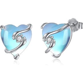 Hug Earrings Sterling Silver Moonstone Hug Hand Stud Earrings Jewelry Gifts for Women Girls in Kuwait