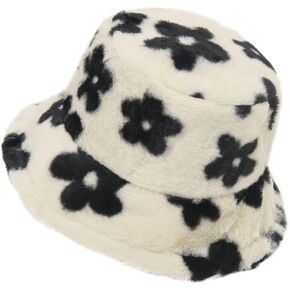 Winter Soft Faux Fur Plush Bucket Hat, Lovely Fisherman Cap, Fashion Outdoor Thick Warm Sun Cap for Women in Kuwait
