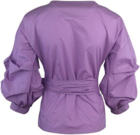 AOMEI Women Spring Summer Blouses with Puff Sleeve Sashes Shirts Tops in Kuwait