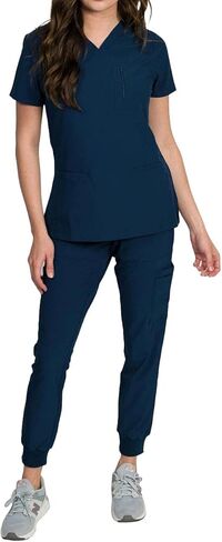 مجموعة Medgear Fleur النسائية القابلة للتمدد مع جيب علوي بسحاب وجيب على الصدر وأساور مضلعة متماسكة in Kuwait