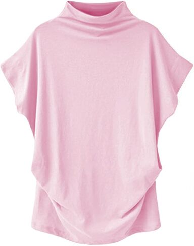 LYANER Women's Casual Mock Neck Ruffle Short Sleeve Summer Blouse Shirt Top in Kuwait