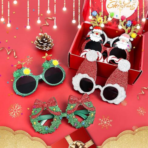 Matcheck عيد الميلاد حزب النظارات الشمسية عيد الميلاد بريق نظارات عطلة الاحتفال مضحك نظارات تفضل زي المورد زينة عيد الميلاد in Kuwait