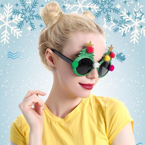 Matcheck عيد الميلاد حزب النظارات الشمسية عيد الميلاد بريق نظارات عطلة الاحتفال مضحك نظارات تفضل زي المورد زينة عيد الميلاد in Kuwait