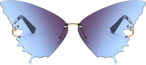 YAMEIZE Fashion Butterfly Rimless Sunglasses for Women Vintage Metal Frame Eyewear UV Protection in Kuwait