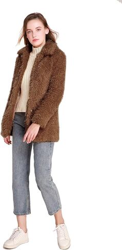 Elegant Faux Fur Coat Women 2022 Autumn Winter Warm Open Front Jacket Cardigan Overcoat Casual Outerwear in Kuwait