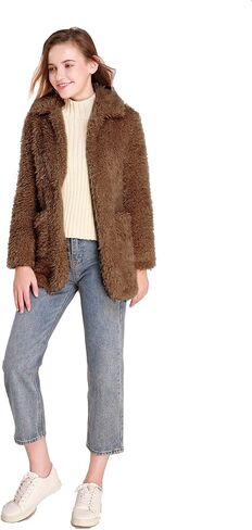 Elegant Faux Fur Coat Women 2022 Autumn Winter Warm Open Front Jacket Cardigan Overcoat Casual Outerwear in Kuwait