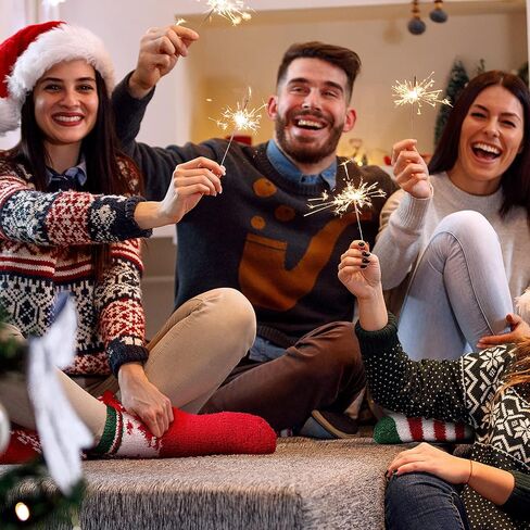 SATINIOR, 24 Pairs Christmas Fuzzy Socks Winter Warm Cozy Slipper Socks Xmas Coral Fleece Socks Colorful Moose Santa Crew Socks Sleep Socks for Women Girls, US women size 5-10 in Saudi Arabia