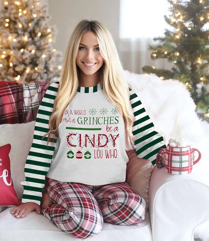 MNLYBABY Be A Cindy Lou Who تي شيرت تي شيرت عيد الميلاد راجلان كم طويل بلايز الربط البيسبول تي شيرت للنساء in Saudi Arabia