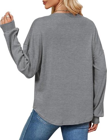 Beluring Womens Long Sleeve Tops Casual Henley Shirts Fall Button Pullover Blouses in Kuwait