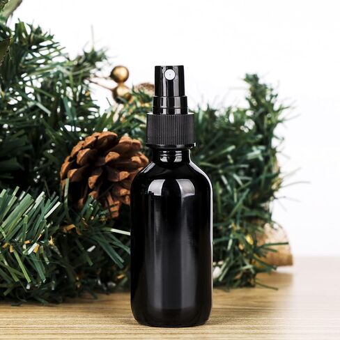 2oz Glass Spray Bottle, Fine Mist Boston Glass Bottles with Black Fine Mist Sprayer Small Clear Bottles for Essential Oils, Bath, Beauty, Hair & Cleaning, Amber, Pack of 24 in Kuwait