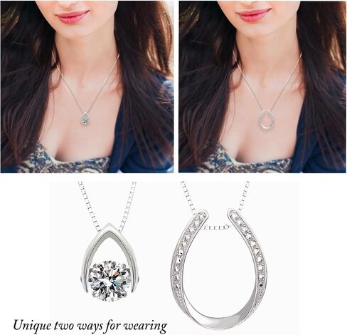 ARINZA Necklace for Women Sterling Silver Dancing Diamond Cubic Zirconia CZ pendant, Anniversary Birthday Mother's Day Gifts Jewelry for Women Mom/Wife/Sister in Saudi Arabia