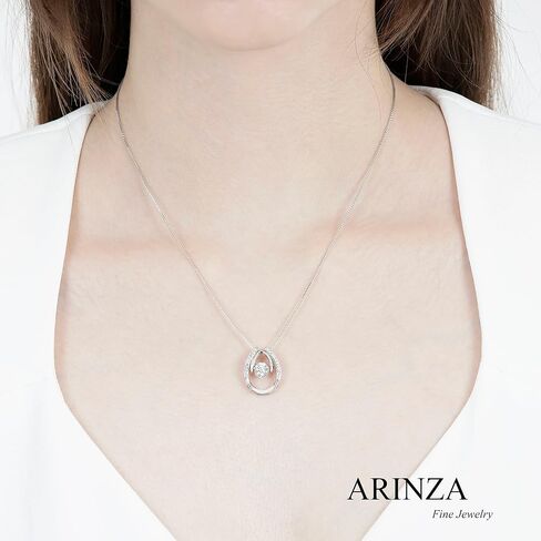 ARINZA Necklace for Women Sterling Silver Dancing Diamond Cubic Zirconia CZ pendant, Anniversary Birthday Mother's Day Gifts Jewelry for Women Mom/Wife/Sister in Saudi Arabia
