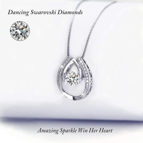 ARINZA Necklace for Women Sterling Silver Dancing Diamond Cubic Zirconia CZ pendant, Anniversary Birthday Mother's Day Gifts Jewelry for Women Mom/Wife/Sister in Saudi Arabia