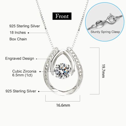 ARINZA Necklace for Women Sterling Silver Dancing Diamond Cubic Zirconia CZ pendant, Anniversary Birthday Mother's Day Gifts Jewelry for Women Mom/Wife/Sister in Saudi Arabia