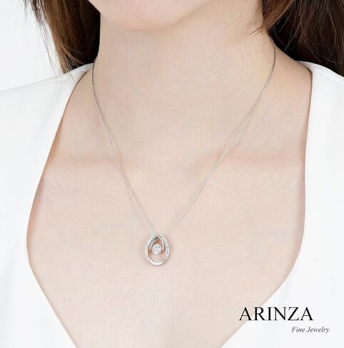 ARINZA Necklace for Women Sterling Silver Dancing Diamond Cubic Zirconia CZ pendant, Anniversary Birthday Mother's Day Gifts Jewelry for Women Mom/Wife/Sister in Saudi Arabia