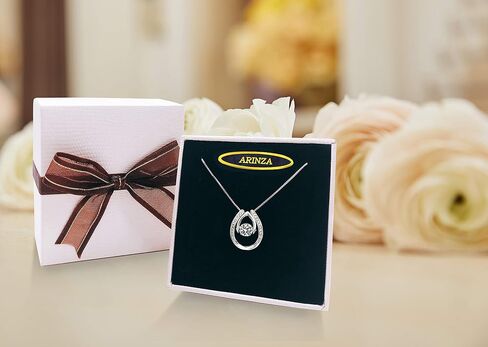 ARINZA Necklace for Women Sterling Silver Dancing Diamond Cubic Zirconia CZ pendant, Anniversary Birthday Mother's Day Gifts Jewelry for Women Mom/Wife/Sister in Saudi Arabia