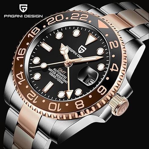 Pagani Design Watches for Men Automatic GMT Watch Japan NH34 Movement Sapphire Glass Stainless Steel 40MM Super Luminous Waterproof Wrist Watch in Saudi Arabia