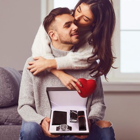 مجموعة ساعات سوارتس للرجال، مجموعة هدايا للرجال، ساعة هدايا للرجال، هدايا عيد ميلاد للرجال، ساعة جلدية صناعية للرجال، مجموعة هدايا للرجال، منظم صندوق الهدايا in Kuwait