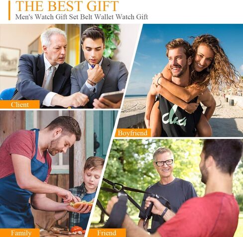 مجموعة ساعات سوارتس للرجال، مجموعة هدايا للرجال، ساعة هدايا للرجال، هدايا عيد ميلاد للرجال، ساعة جلدية صناعية للرجال، مجموعة هدايا للرجال، منظم صندوق الهدايا in Kuwait