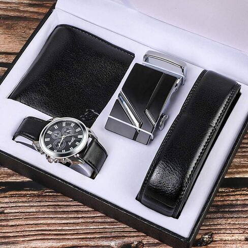 مجموعة ساعات سوارتس للرجال، مجموعة هدايا للرجال، ساعة هدايا للرجال، هدايا عيد ميلاد للرجال، ساعة جلدية صناعية للرجال، مجموعة هدايا للرجال، منظم صندوق الهدايا in Kuwait