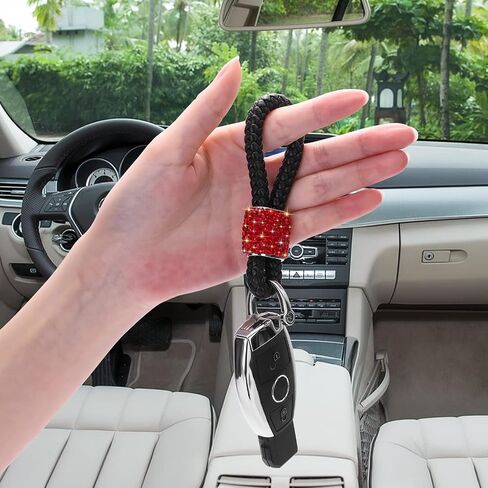 SAVORI Car Keychain Rhinestones Car Key Fob Keychains Bling Key Chain Holder with D-Ring for Men and Women in Kuwait
