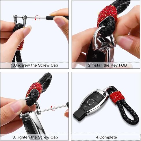 SAVORI Car Keychain Rhinestones Car Key Fob Keychains Bling Key Chain Holder with D-Ring for Men and Women in Kuwait