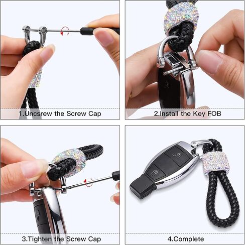 SAVORI Car Keychain Rhinestones Car Key Fob Keychains Bling Key Chain Holder with D-Ring for Men and Women in Saudi Arabia
