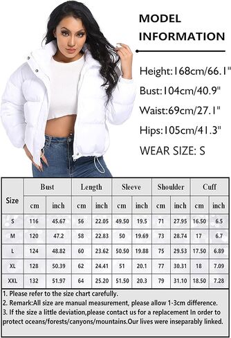 Hujoin Women's Quilted Jacket Puffer Jackets Drop Shoulder Padded Full Zip Outwear Coat in Kuwait