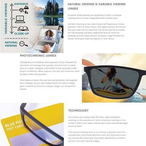 نظارات كروكيز بالما التقدمية الفوتوكرومية | نظارات شمسية UV400 للأماكن الخارجية | نظارات بلو لايت للأجهزة ذات الجهد العالي | باقة in Kuwait