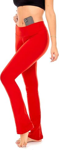 DEAR SPARKLE طماق Bootcut للنساء | سروال يوجا غير شفاف ذو مظهر نحيف مع جيب + مقاس كبير (C5) in Kuwait