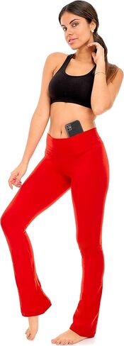 DEAR SPARKLE طماق Bootcut للنساء | سروال يوجا غير شفاف ذو مظهر نحيف مع جيب + مقاس كبير (C5) in Kuwait