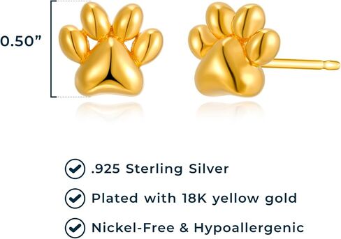 MORGAN & PAIGE Dainty Sterling Silver Stud Earrings, Butterfly or Dog Paw, Everyday Jewelry for Women, Teens, Real 14K Yellow Gold or Rhodium Plated in Saudi Arabia