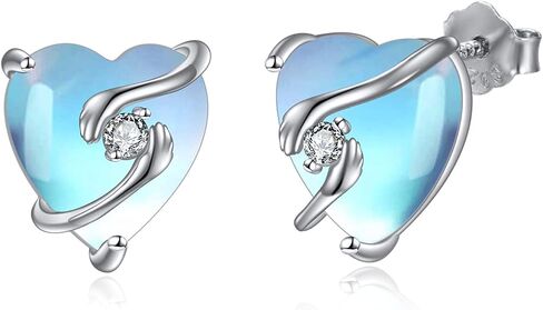 Hug Earrings Sterling Silver Moonstone Hug Hand Stud Earrings Jewelry Gifts for Women Girls in Kuwait