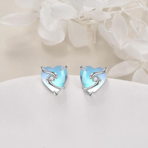 Hug Earrings Sterling Silver Moonstone Hug Hand Stud Earrings Jewelry Gifts for Women Girls in Kuwait