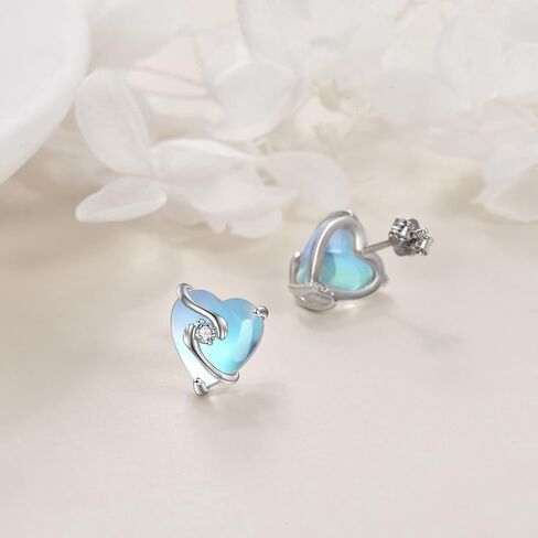 Hug Earrings Sterling Silver Moonstone Hug Hand Stud Earrings Jewelry Gifts for Women Girls in Kuwait
