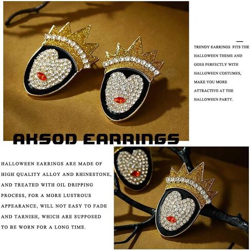 Aksod Halloween Pumpkin Earrings Crystal Dripping Oil Earrings Studs Cute Sparkly Enamel Pumpkin Earrings Halloween Costume Party Jewelry for Women and Girls in Saudi Arabia