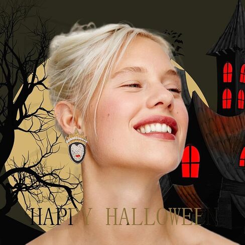 Aksod Halloween Pumpkin Earrings Crystal Dripping Oil Earrings Studs Cute Sparkly Enamel Pumpkin Earrings Halloween Costume Party Jewelry for Women and Girls in Saudi Arabia