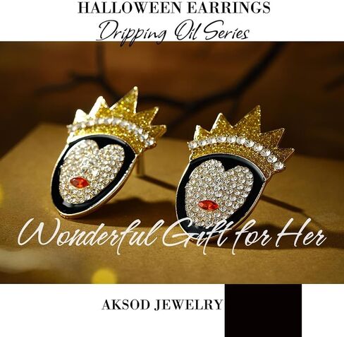 Aksod Halloween Pumpkin Earrings Crystal Dripping Oil Earrings Studs Cute Sparkly Enamel Pumpkin Earrings Halloween Costume Party Jewelry for Women and Girls in Saudi Arabia