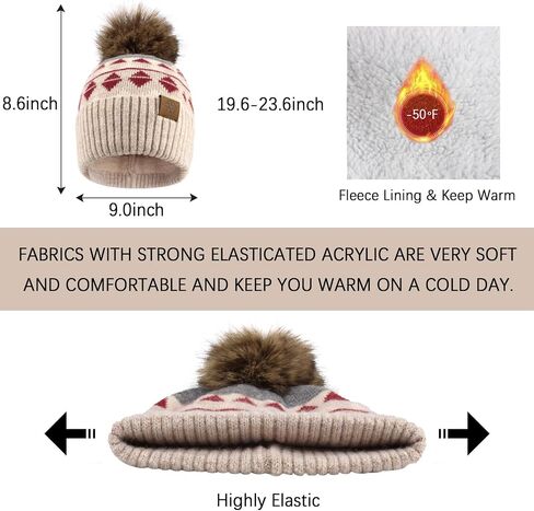 HH HOFNEN Winter Beanie Hat Scarf Touchscreen Gloves Set Warm Knitted Hat Scarves 3 Pcs Fleece Lined Skull Cap for Women in Kuwait