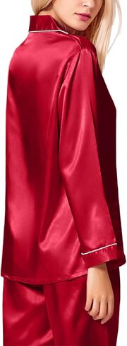 بيجامة VickyBelle للسيدات من الحرير والساتان ملابس نوم مكونة من قطعتين ملابس نوم بأزرار سفلية من Pj in Kuwait