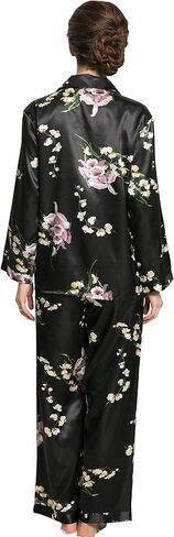 طقم بيجامة نسائية من الساتان الفاخر بأكمام طويلة من Lavenderi in Kuwait