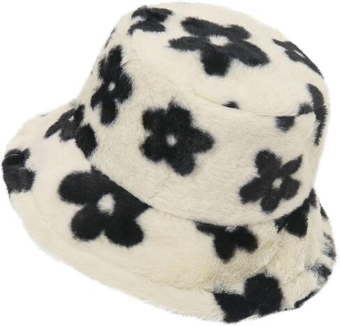 Winter Soft Faux Fur Plush Bucket Hat, Lovely Fisherman Cap, Fashion Outdoor Thick Warm Sun Cap for Women in Kuwait